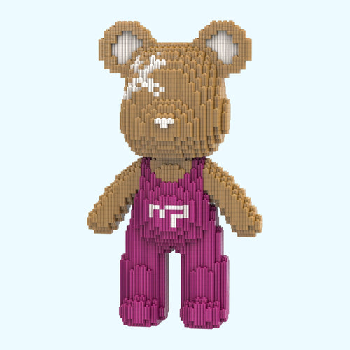 Bär mit lila Latzhose | Bausteine