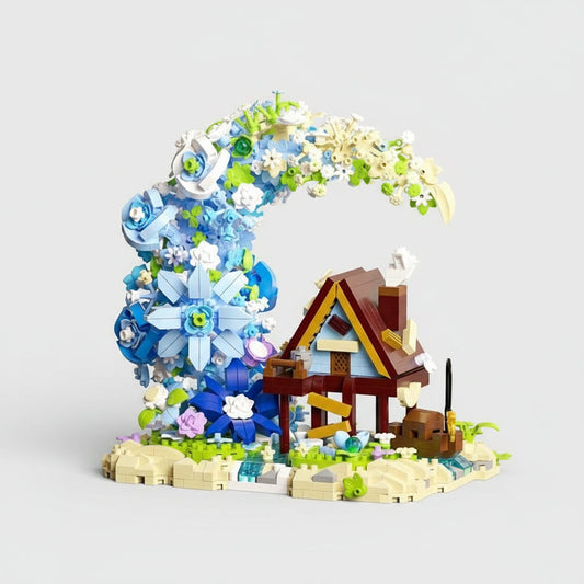 Blumenmond mit Häuschen | Bausteine