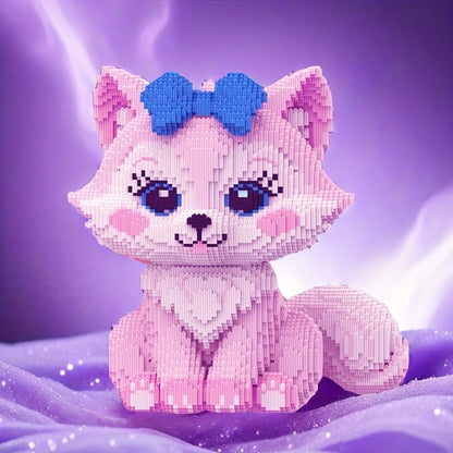 MEGA rosa Fuchs mit Schleife | Bausteine