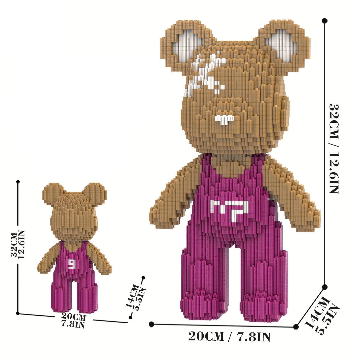 Bär mit lila Latzhose | Bausteine