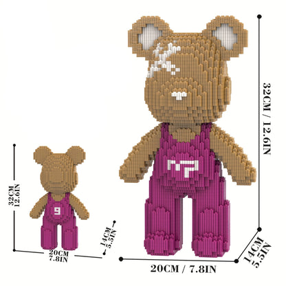 Bär mit lila Latzhose | Bausteine