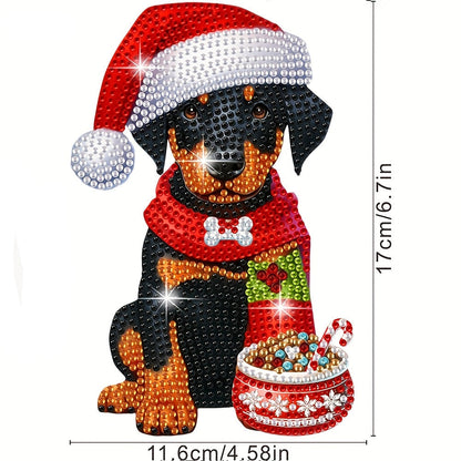 Bewegender Hund mit Weihnachtsmütze | Diamond Painting