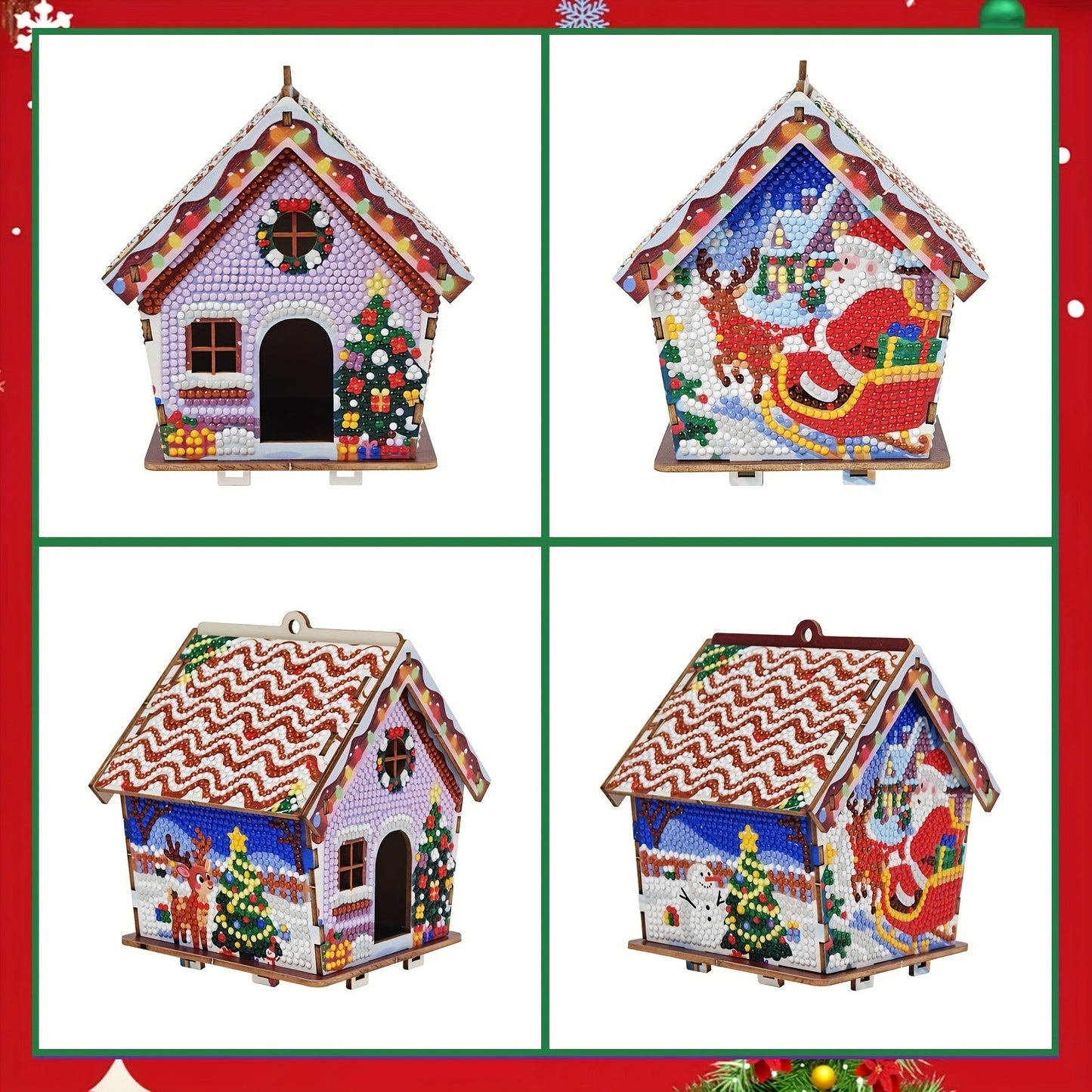 Weihnachtshäuschen | Anhänger für den Baum | Diamond Painting