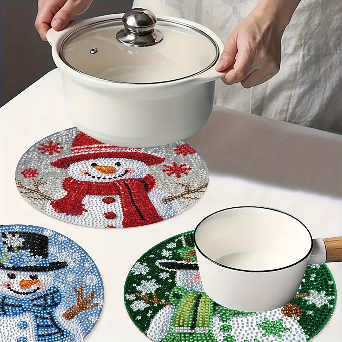 Schneemann Platzsets | 4 Stück | Diamond Painting