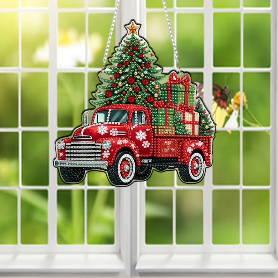 Dekoanhänger | Weihnachts-Truck | Diamond Painting