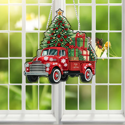 Dekoanhänger | Weihnachts-Truck | Diamond Painting
