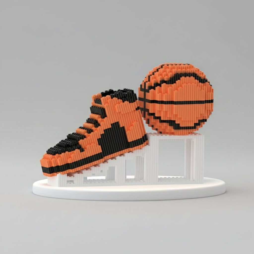 Orangen Basketball-Schuh & Ball | Bausteine