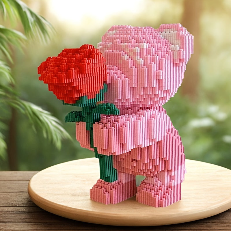 Rosa Bärchen mit Rose | Bausteine