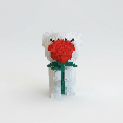 Weißer Bär mit Rose | Bausteine