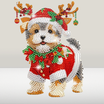 Bewegender Weihnachtshund | Diamond Painting