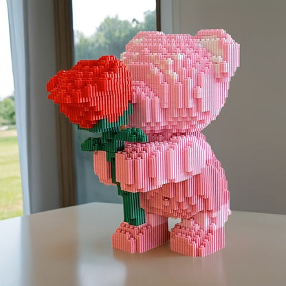 Rosa Bärchen mit Rose | Bausteine