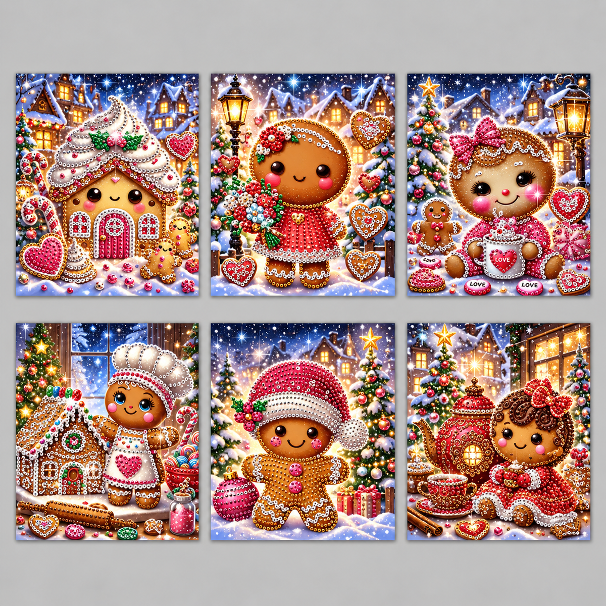 Lebkuchenmännchen-Karten | 6 Stück | Diamond Painting