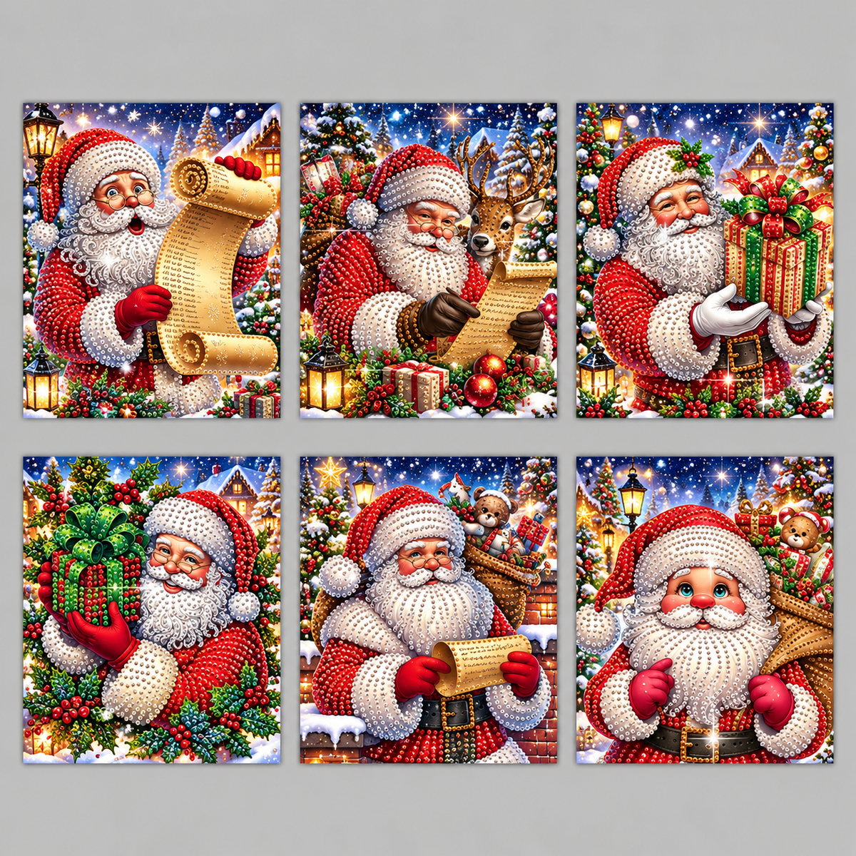 Weihnachtsmann-Karten | 6 Stück | Diamond Painting