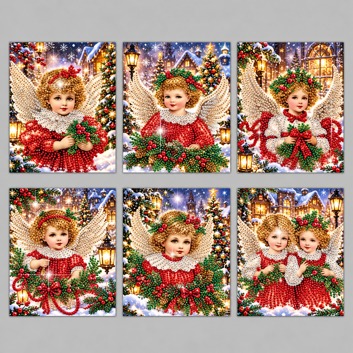Weihnachtsengel-Karten | 6 Stück | Diamond Painting