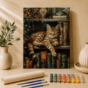 Katze im Bücherregal | Malen nach Zahlen