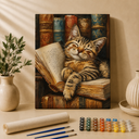 Katze im Buch | Malen nach Zahlen