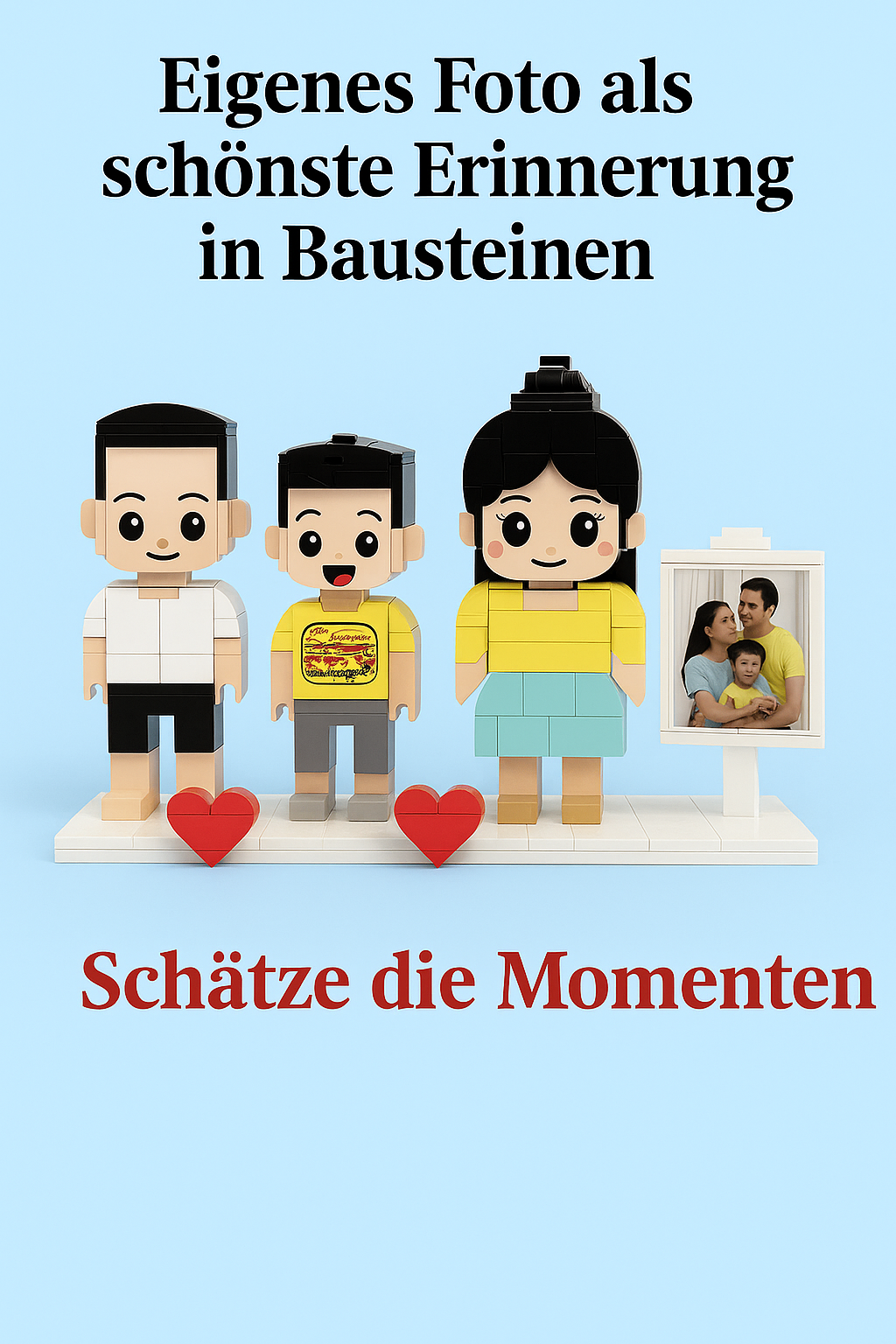 Eigenes Foto als Baustein-Figur – 3 Personen | Bausteine
