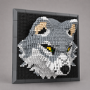 Wolf auf Bauplatte | Bausteine