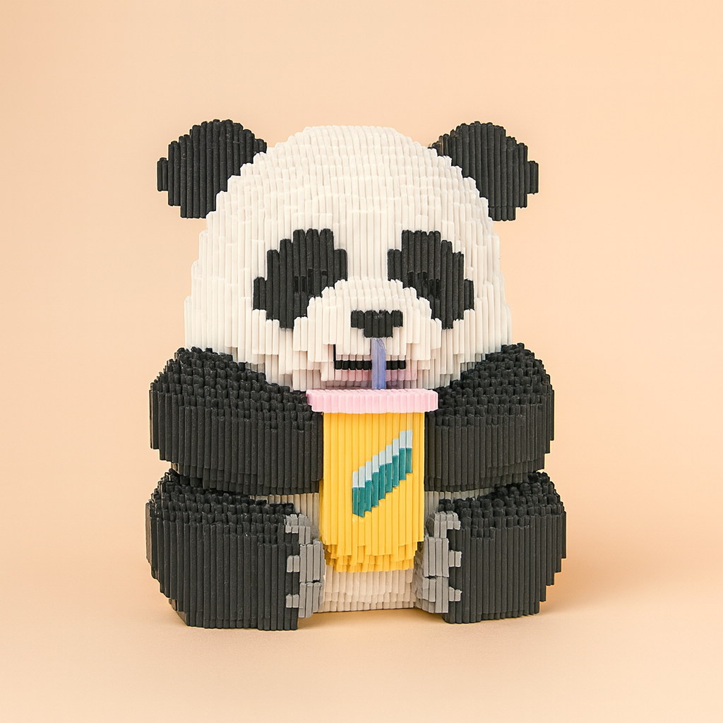 Panda mit Milchshake | Bausteine