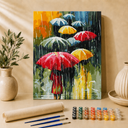 Bunte Regenschirme | Malen nach Zahlen
