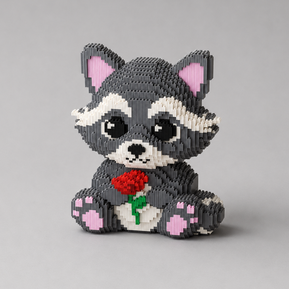 Waschbär mit Rose | Bausteine