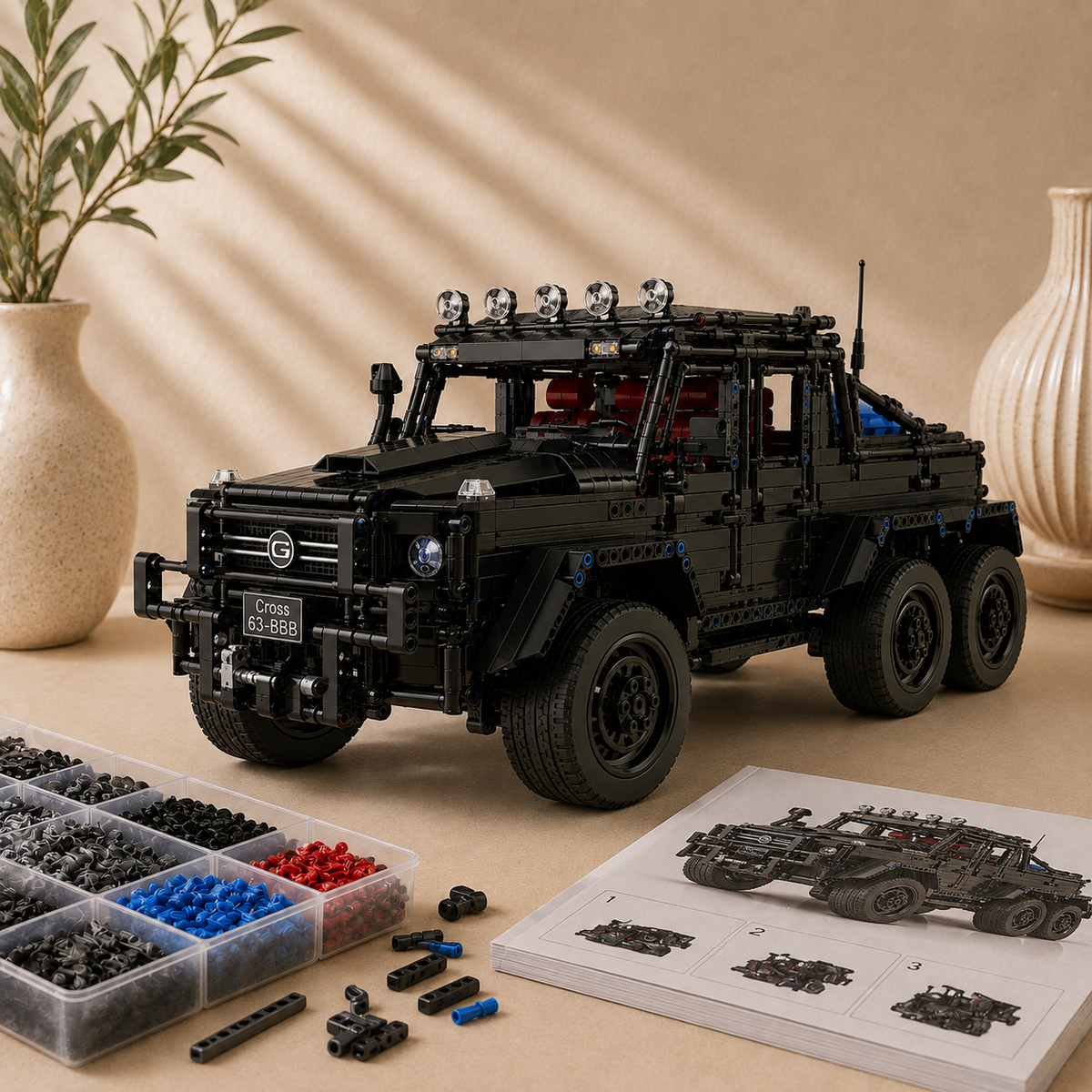 Mega Schwarzer 6×6 Geländewagen | Bausteine