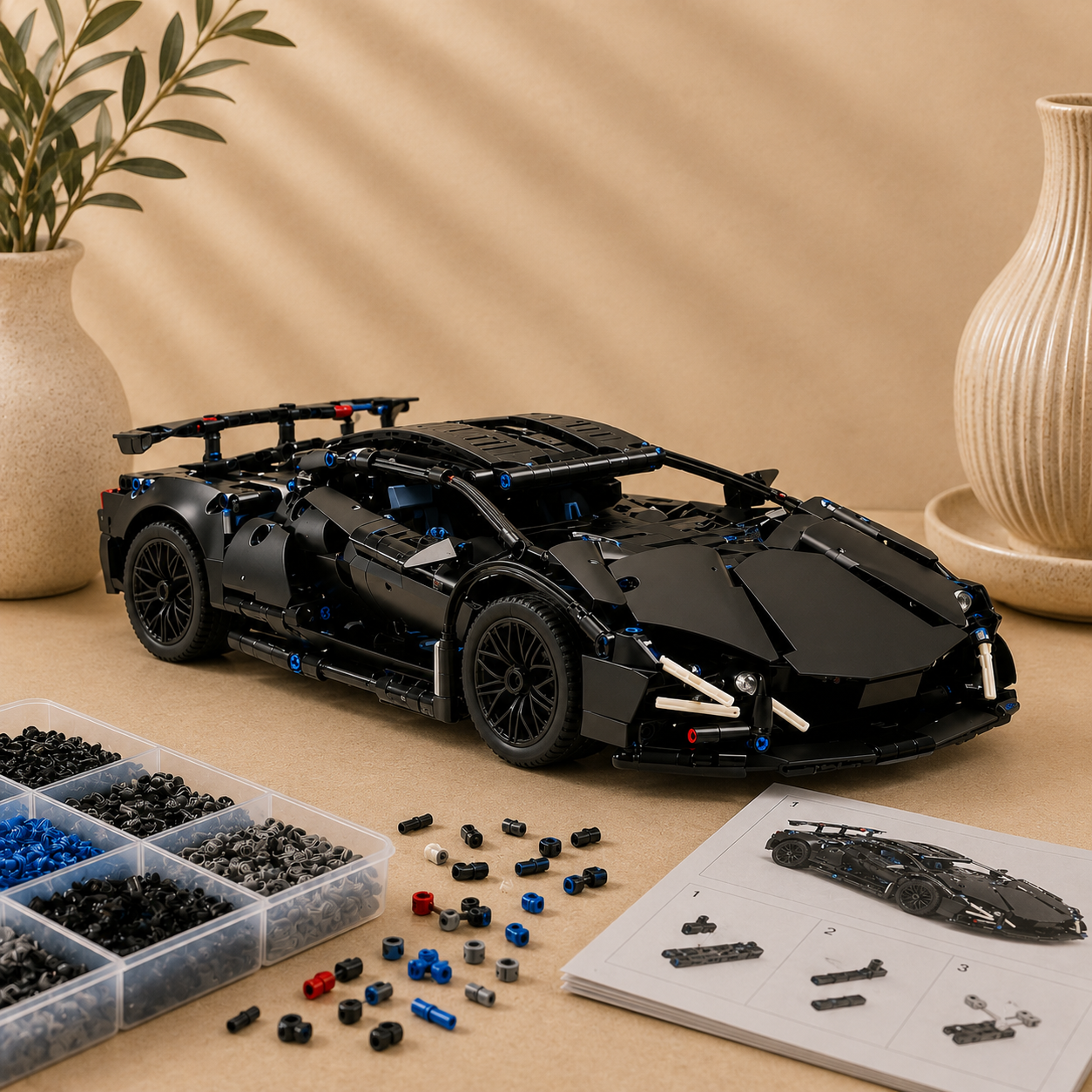 Schwarzer Supersportwagen | Bausteine
