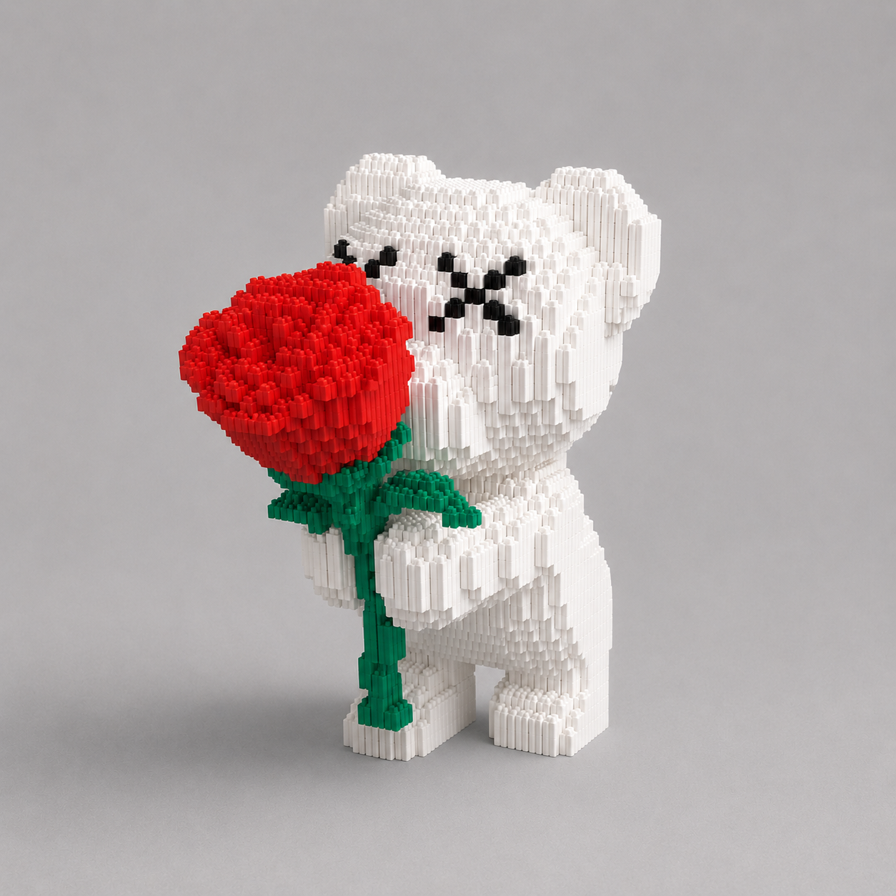 Weißer Bär mit Rose | Bausteine