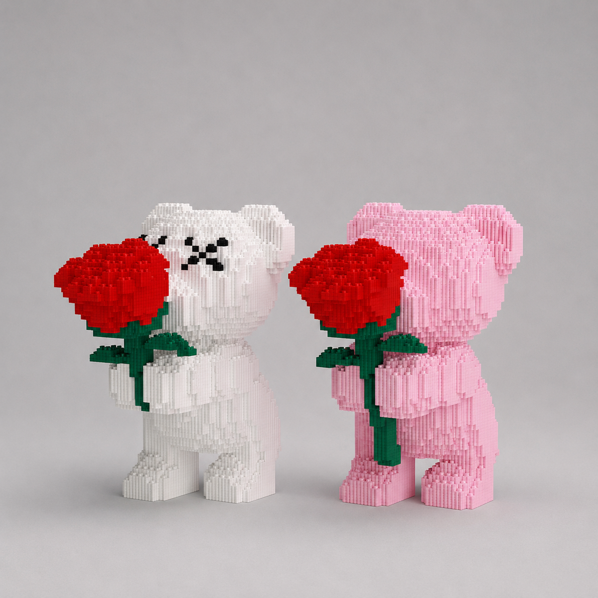 Weißer Bär mit Rose | Bausteine
