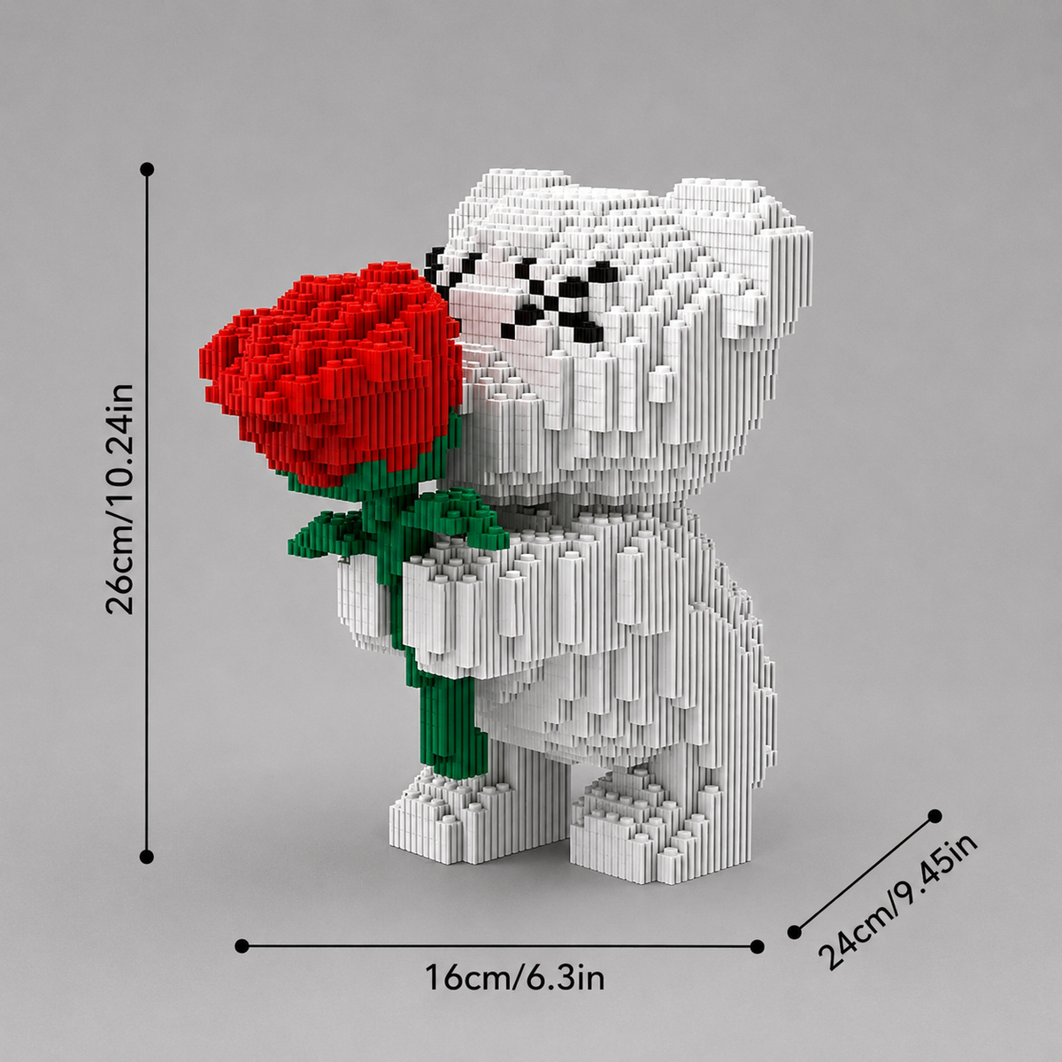 Weißer Bär mit Rose | Bausteine