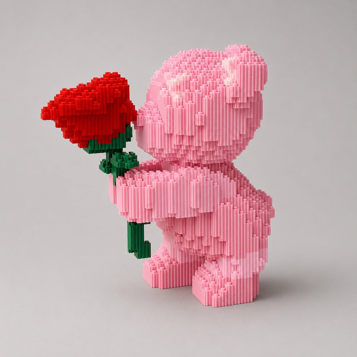Rosa Bärchen mit Rose | Bausteine