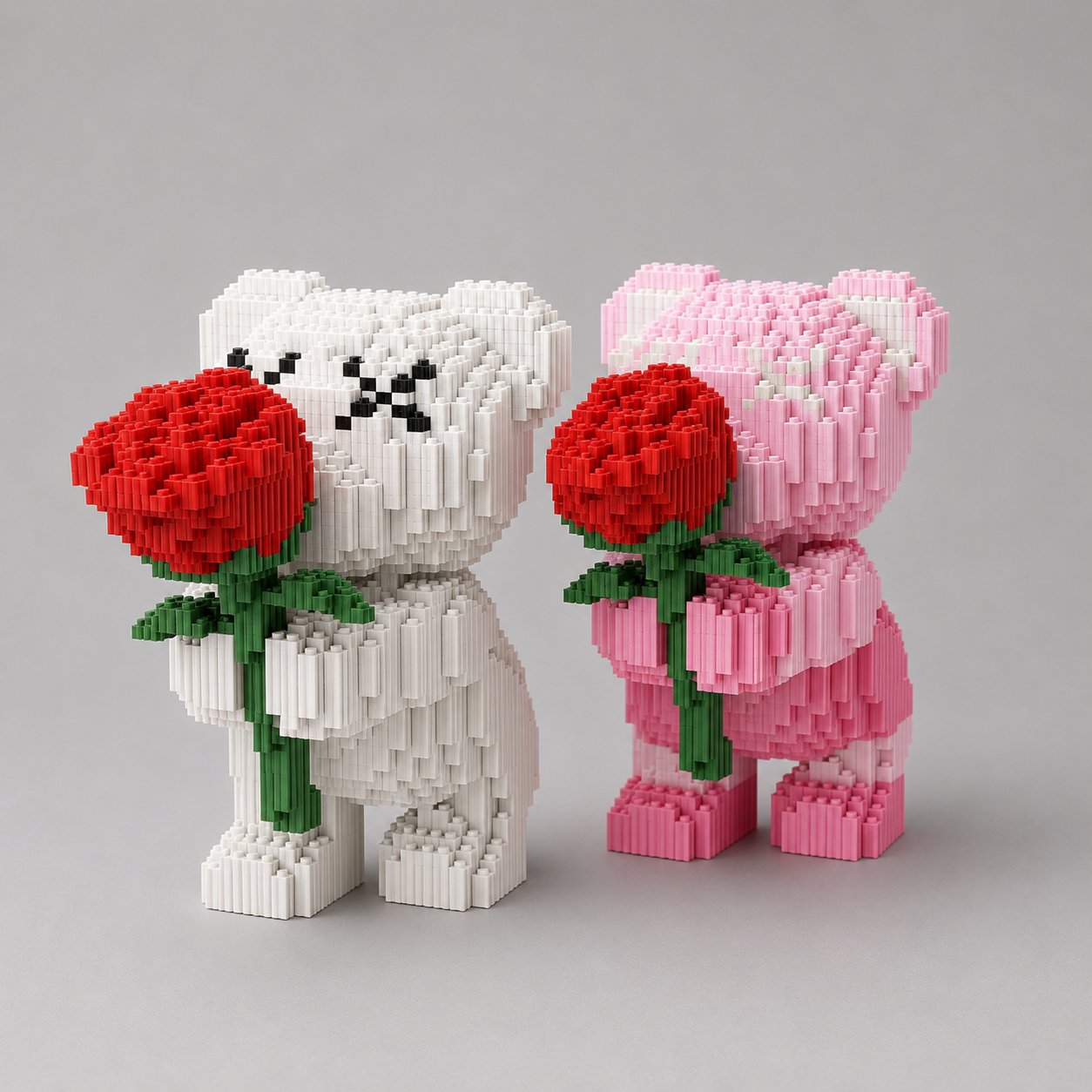 Rosa Bärchen mit Rose | Bausteine