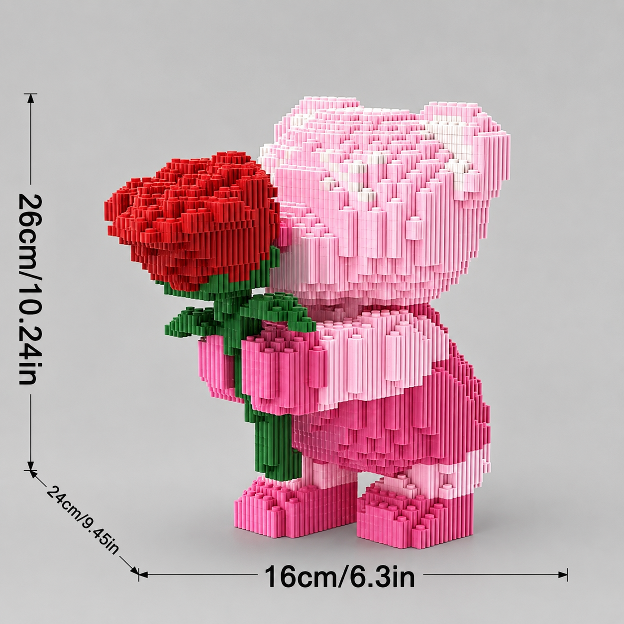 Rosa Bärchen mit Rose | Bausteine