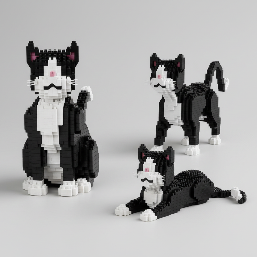 3 in 1 Tuxedo Katze | Bausteine