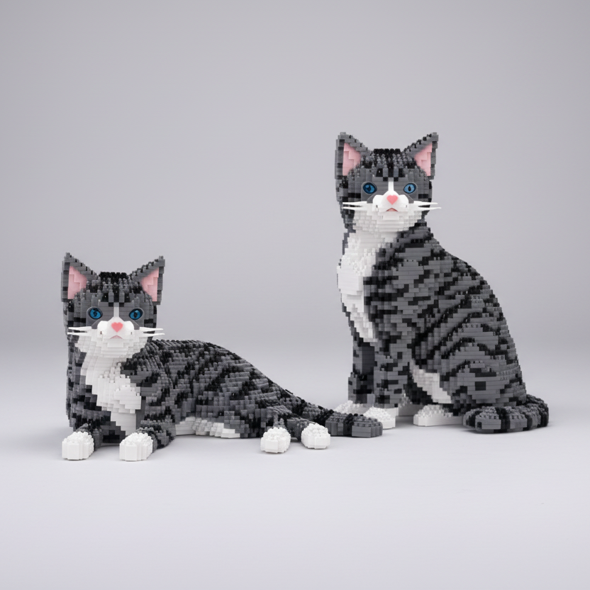 2 in 1 Tabby Katze | Bausteine