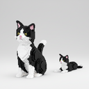 2 in 1 Schwarz-Weiße Katze | Bausteine