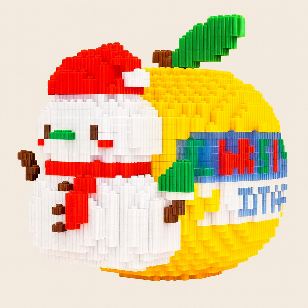 3D Gelber Weihnachtsapfel | Bausteine