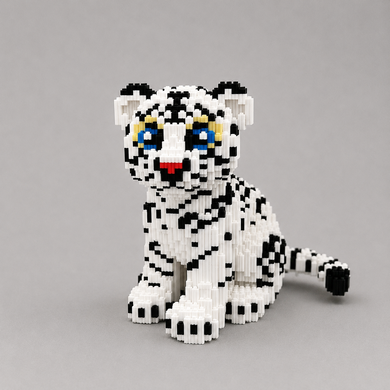 Sitzender weißer Tiger | Bausteine