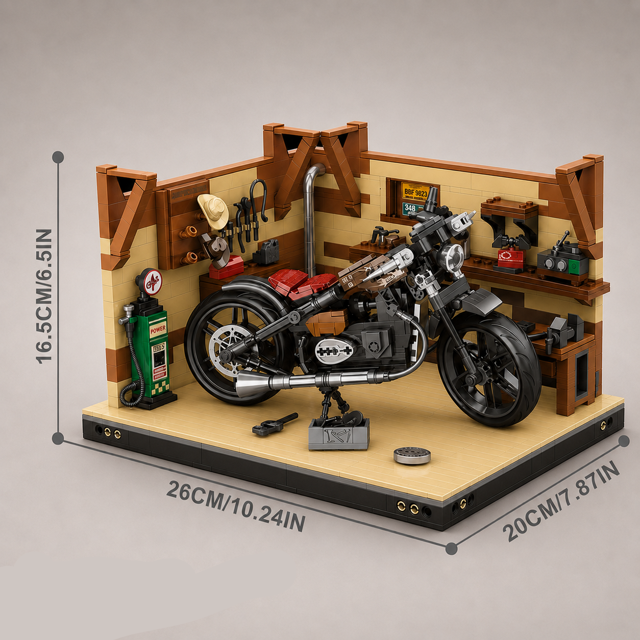 Motorrad in Garage | Bausteine