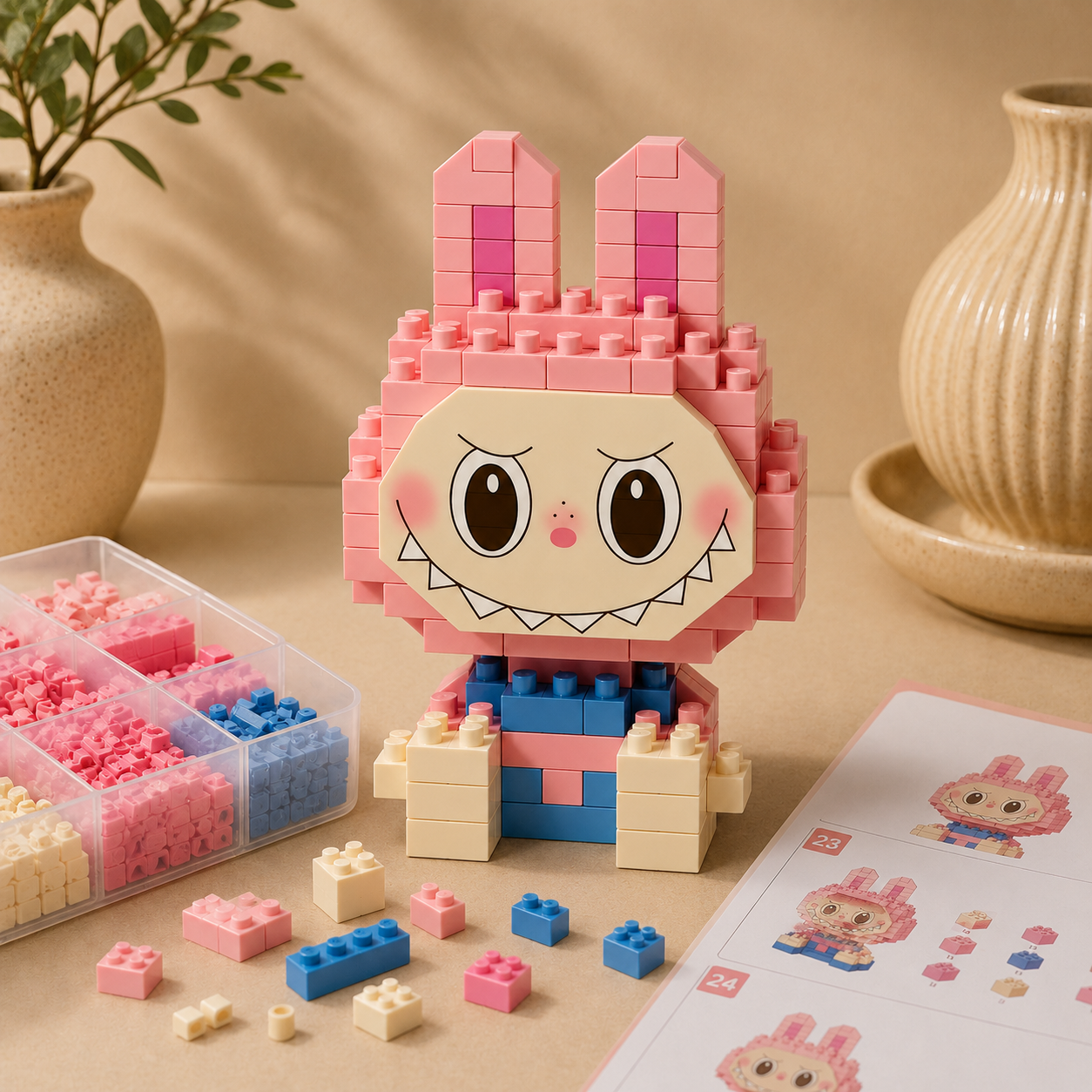 Mini Rosa Labubu | Bausteine