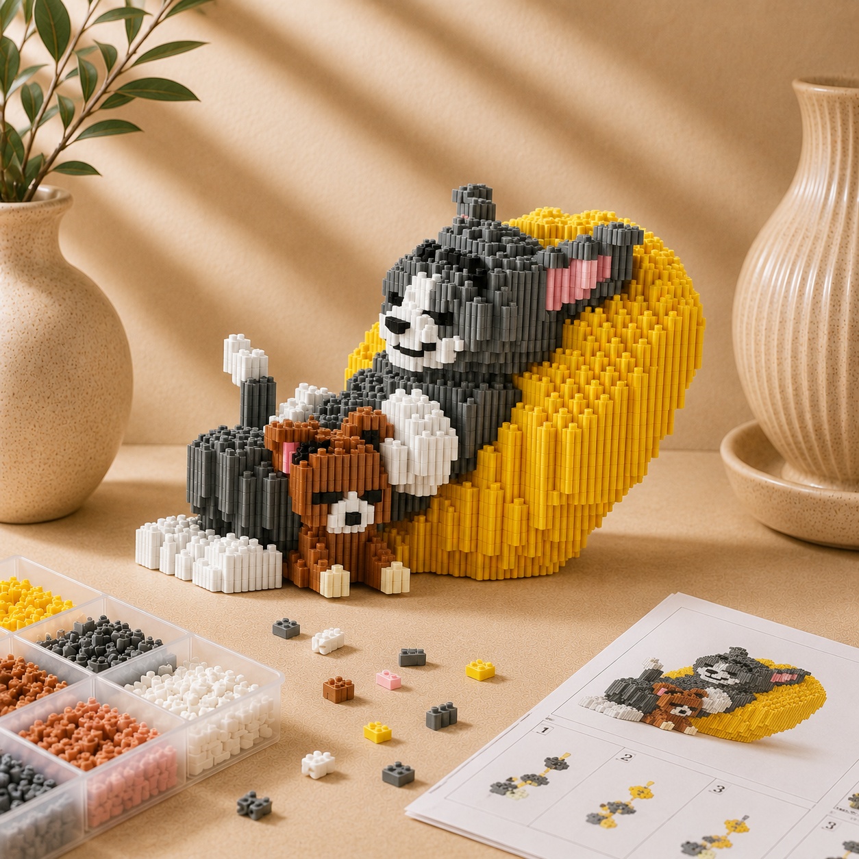 Schlafende Katze & Maus | Bausteine
