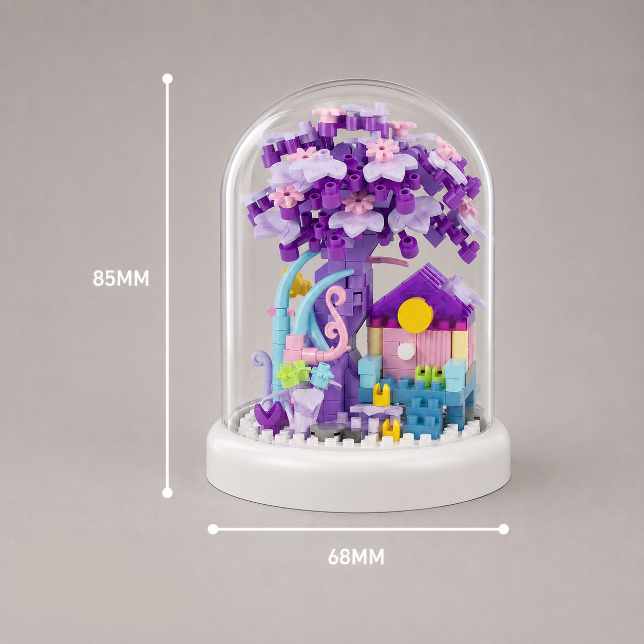 Lila Baum in Glasglocke | Bausteine