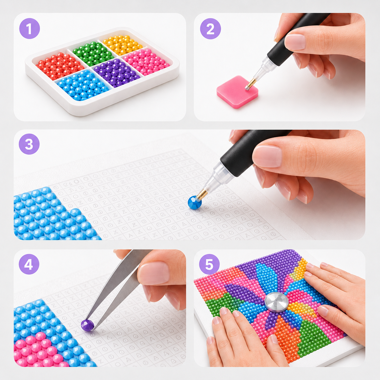 Bunte Weihnachtskarten | 6 Stück | Diamond Painting