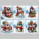 Pinguin Weihnachtskarten Set | 6 Stück | Diamond Painting