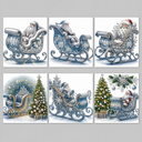 Winterzauber in der Schlittenfahrt Weihnachtskarten | 6 Stück | Diamond Painting