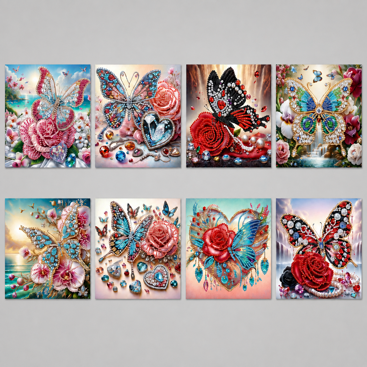Schmetterlingskarten | 8 Stück | Diamond Painting