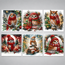 Weihnachtseulen-Karten | 6 Stück | Diamond Painting