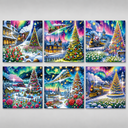 Bunte Weihnachtskarten | 6 Stück | Diamond Painting