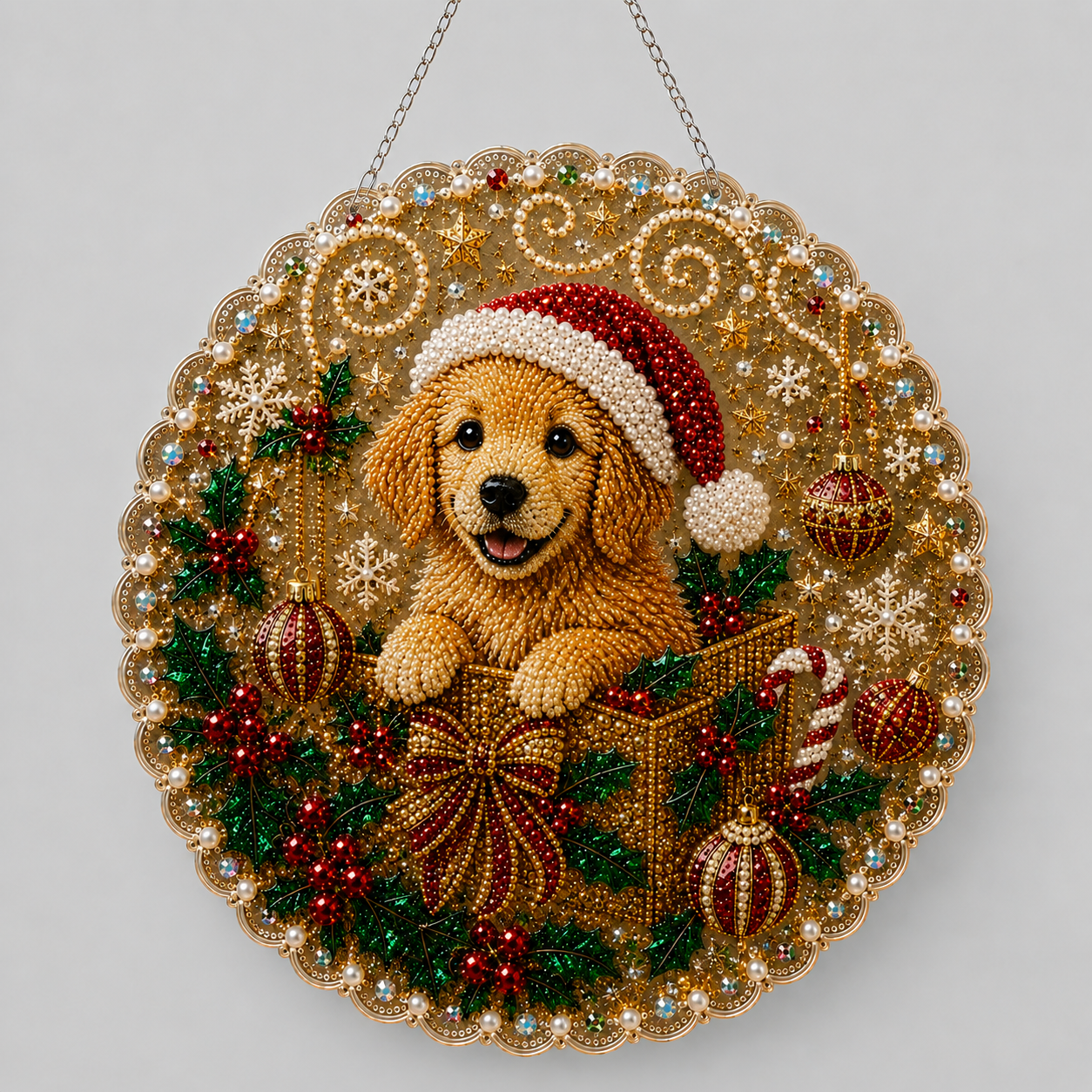 Weihnachtsanhänger | Hund | Diamond Painting