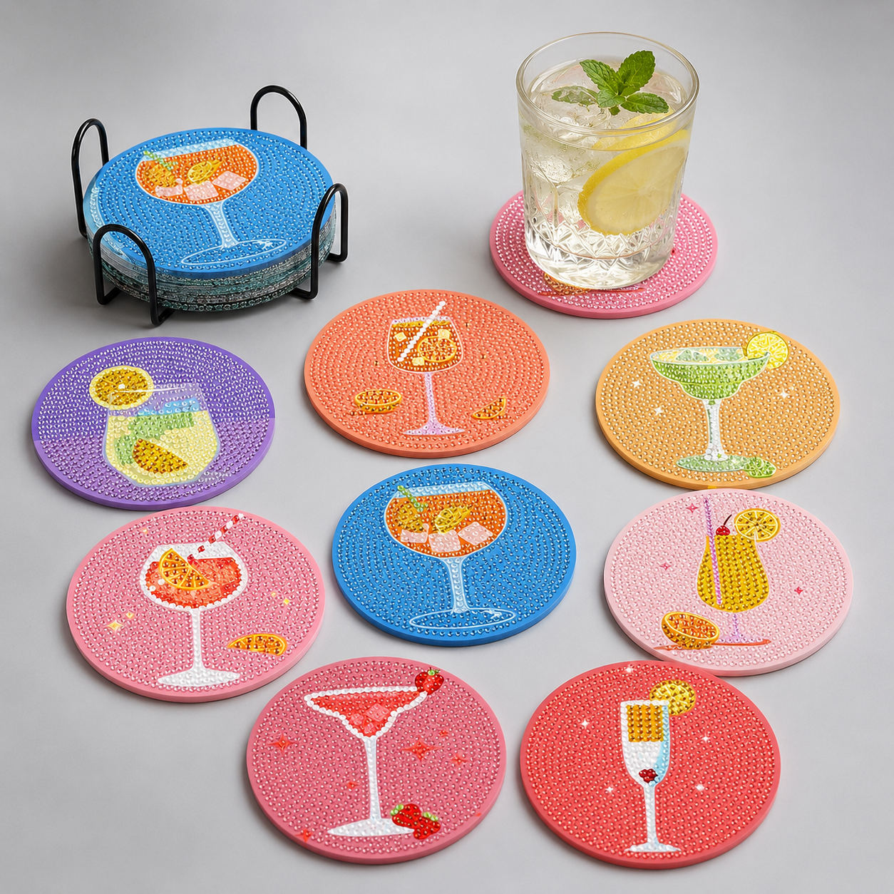 Bunte Cocktail-Untersetzer | Diamond Painting